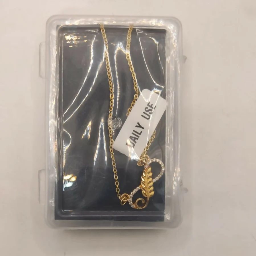 Gold Infinity Leaf Necklace with AD Accents Dainty Nature-Inspired Pendant for Women Daily Use - Image 4