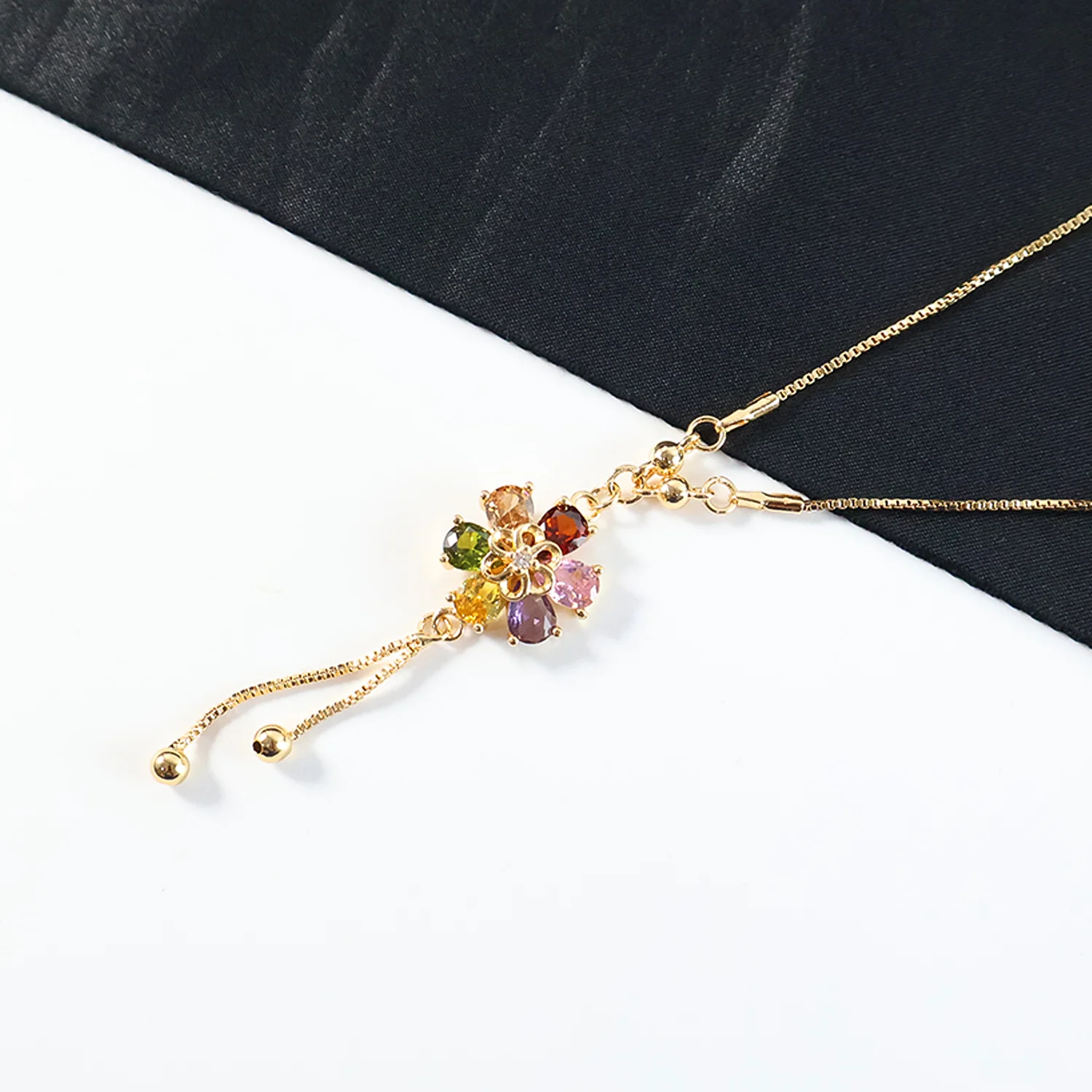 Gold Multicolor Pendant Necklace for Women - Image 2