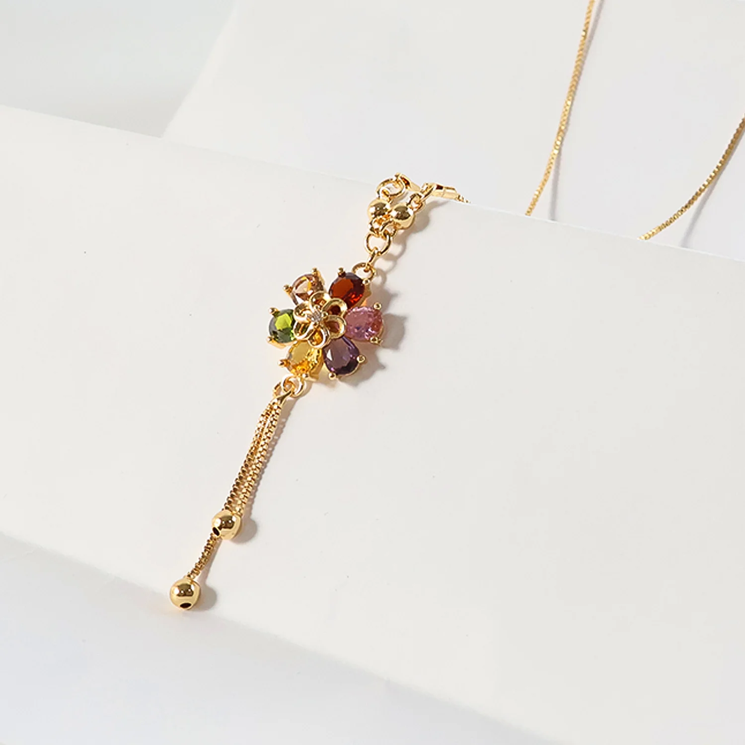 Gold Multicolor Pendant Necklace for Women - Image 3
