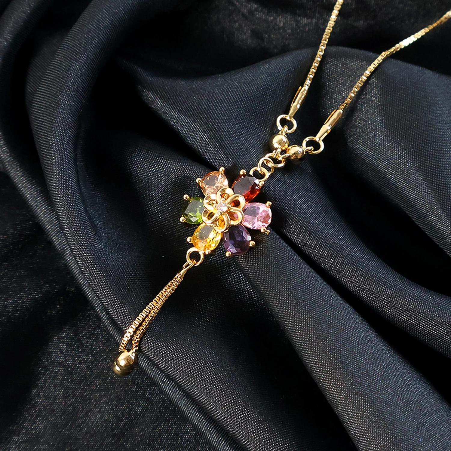 Gold Multicolor Pendant Necklace for Women - Image 4