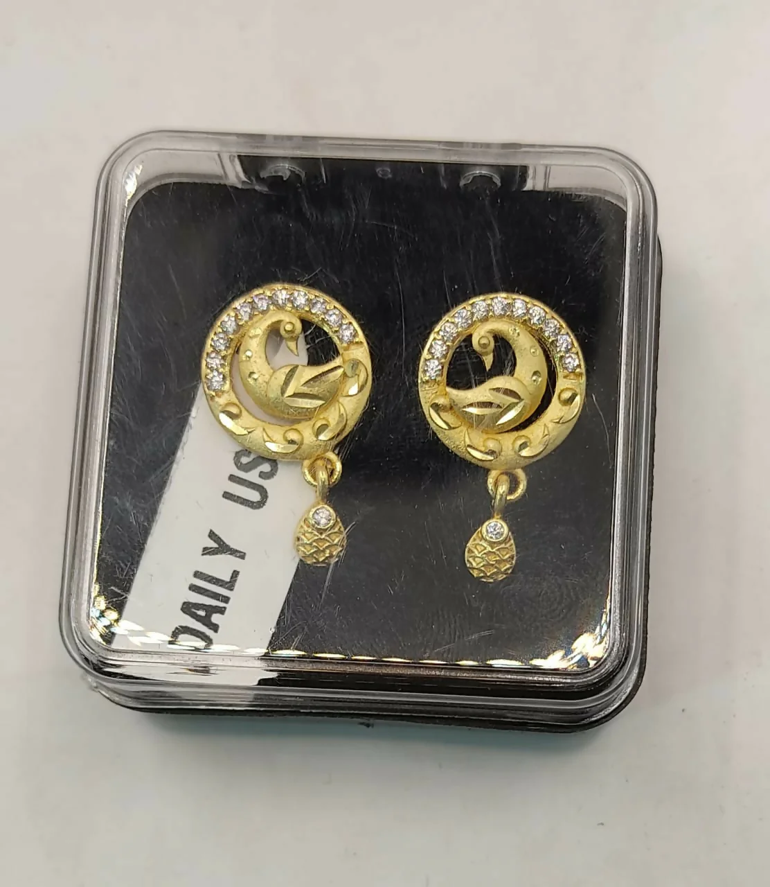 Gold Peacock Stud Earrings with AD for women and girls - Image 5