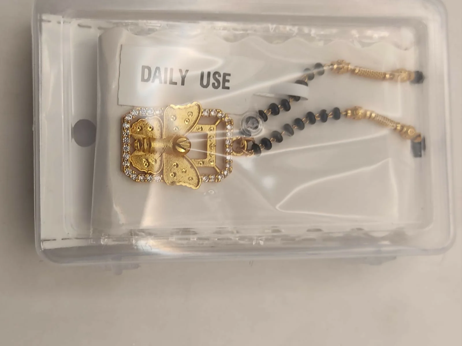 Gold pendant AD Heart Floral Mangal sutra Necklace with Accents For women - Image 4