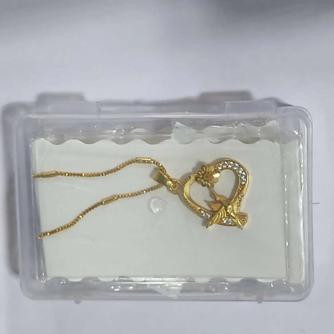 Gold pendant Heart Hummingbird Pendant Necklace - Image 4