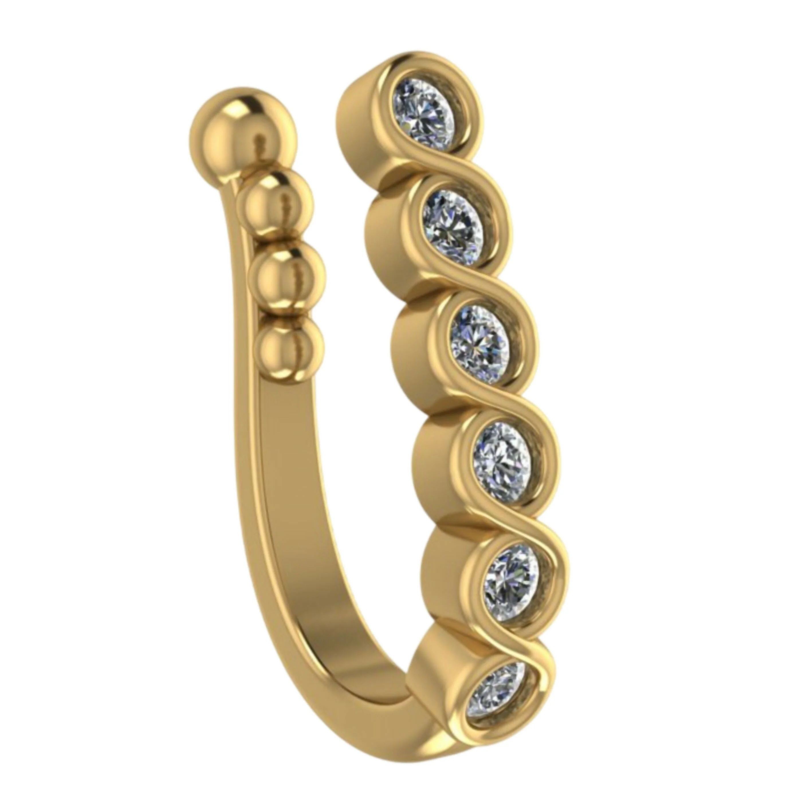 Gold Plated 6-Stone Line Clip-On Nose Pin | Non-Pierced AD Nath - Image 4