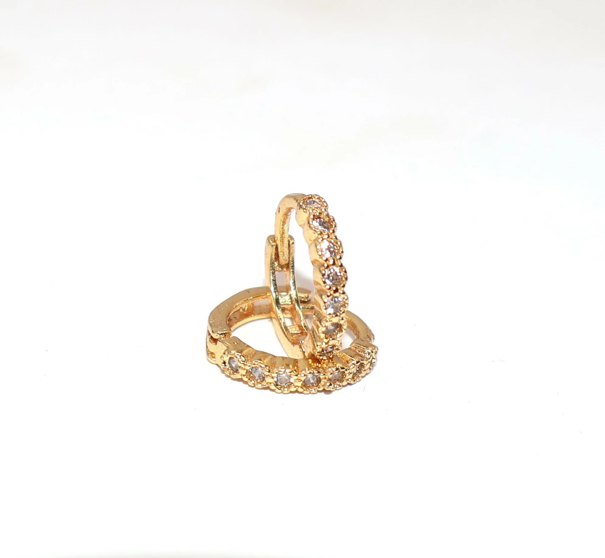 Gold Plated AD Bali Cluster Huggie Hoop Earrings kan ki Bali Combo Pack of 2 - Image 3
