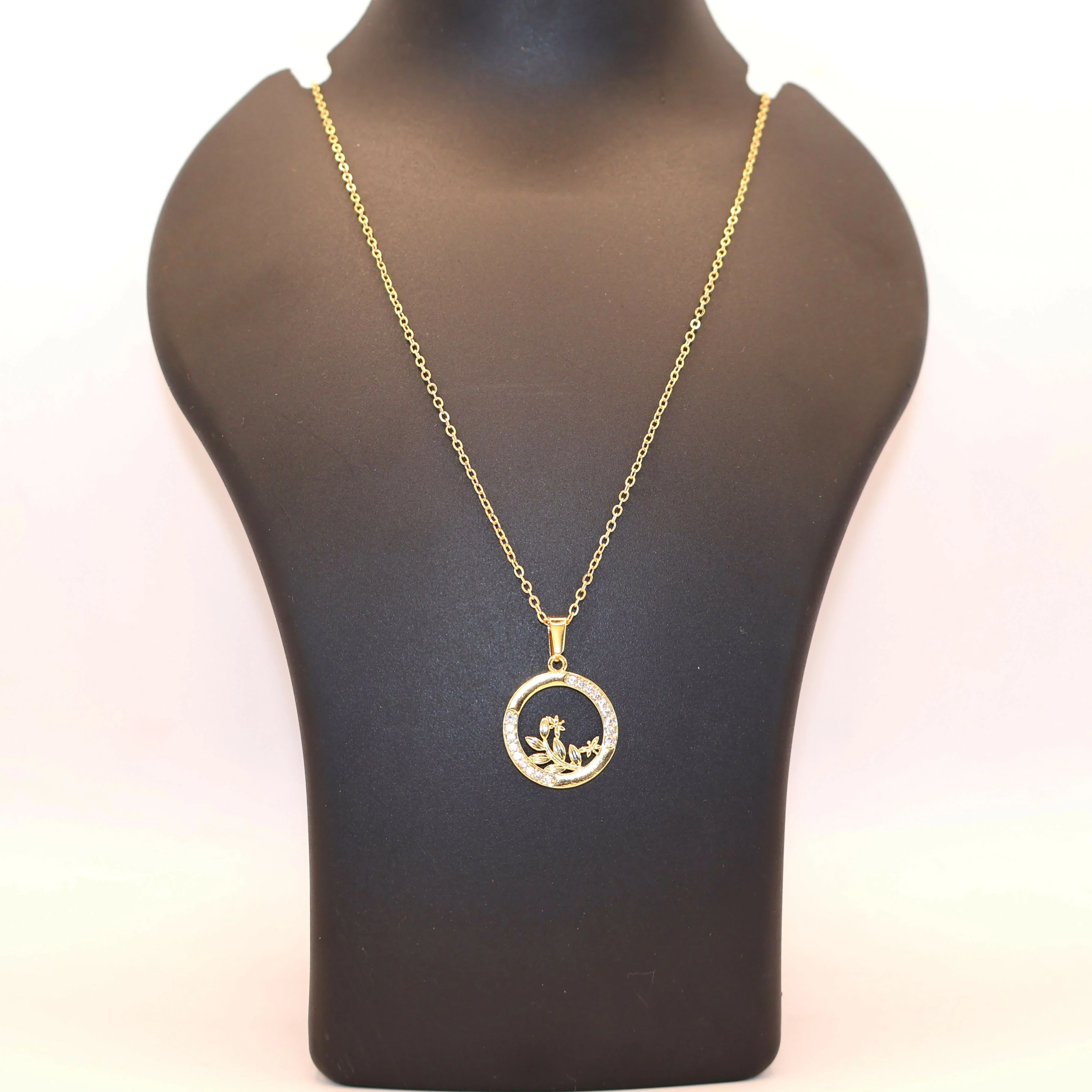 Gold Plated AD Circle Pendant Necklace For women and girls - Image 4