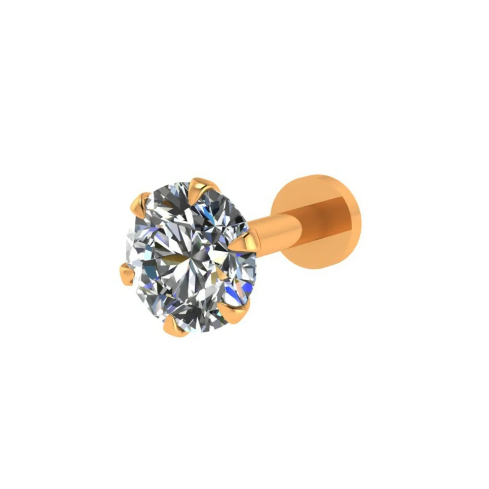 Gold Plated AD Diamond Stud Earring with Flat Back for women and girls - Image 3