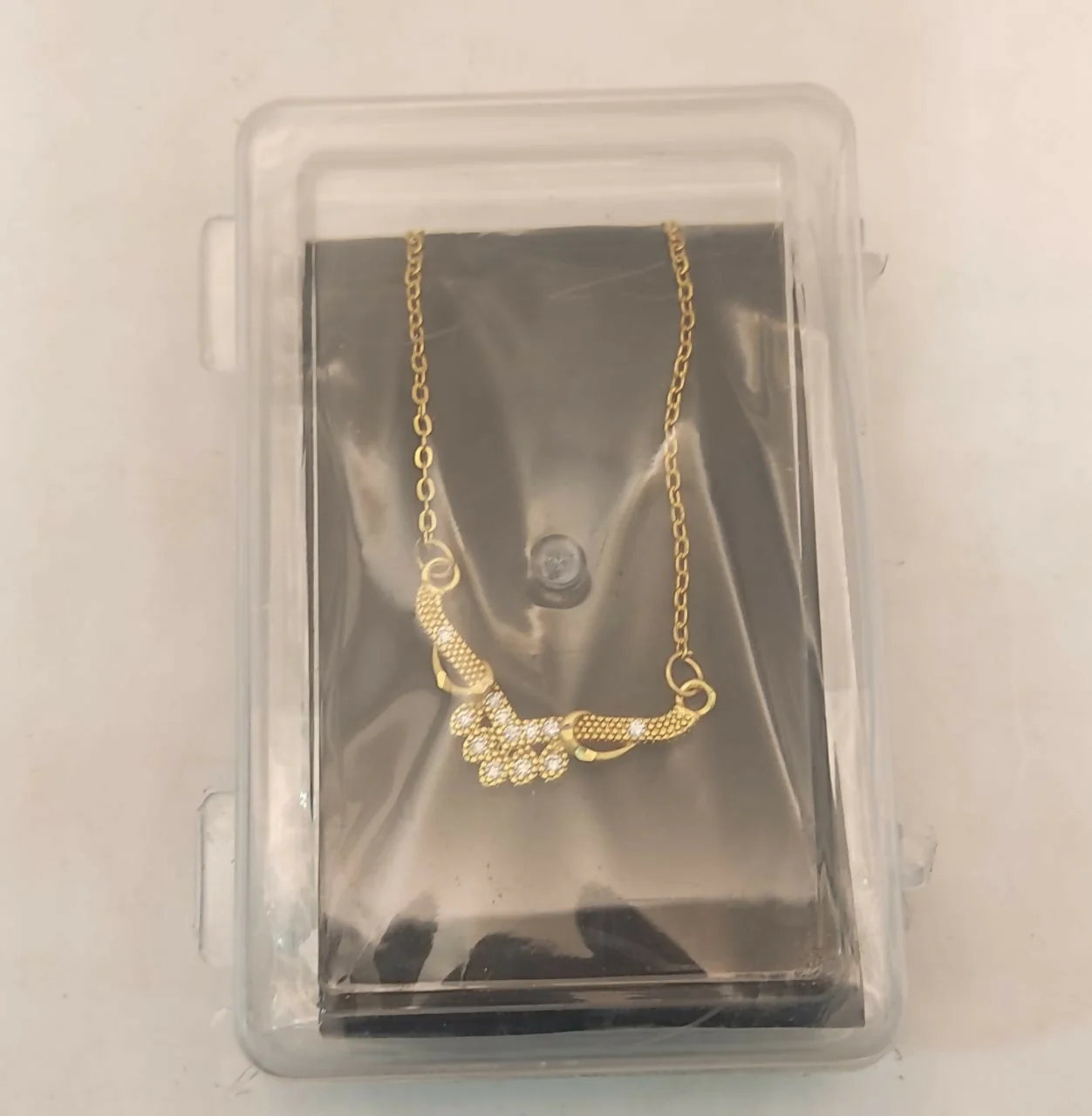 Gold Plated AD Floral Cluster V-Pendant Chain Necklace For women and girls - Image 5
