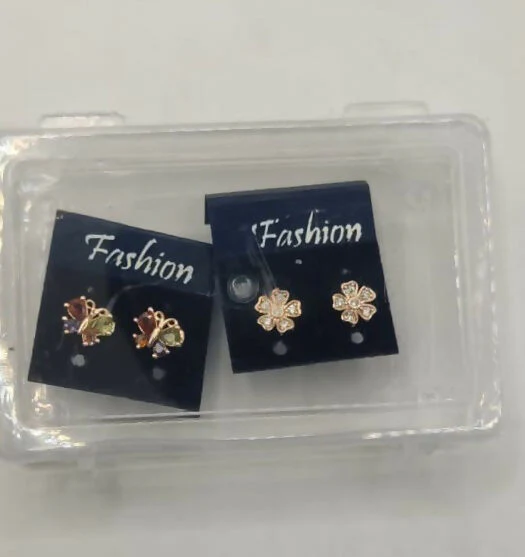 Gold-Plated AD Flower & Colorful Butterfly Stud Earrings Set for women & girls Combo Pack of 2 - Image 5