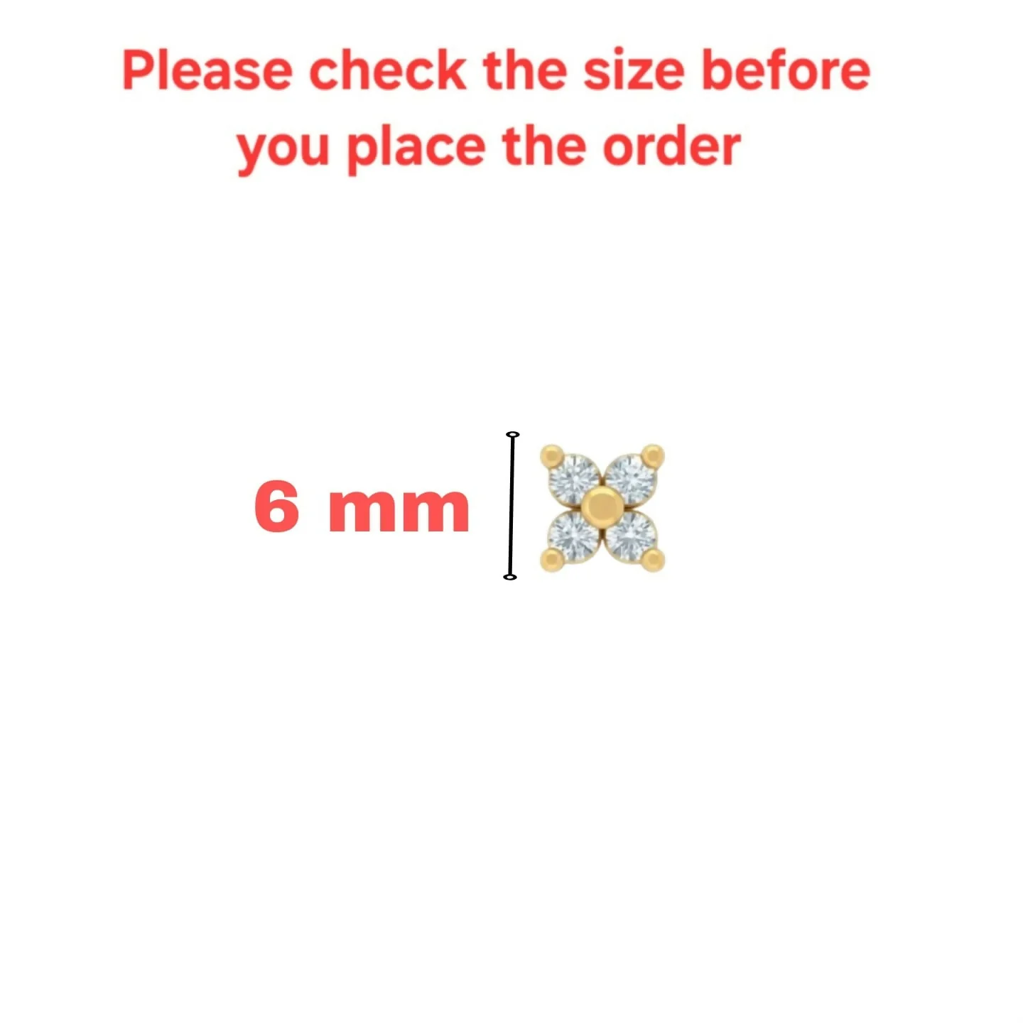 Gold plated AD Flower Flat Back Nosepin Stud Combo Pack of 2 - Image 5