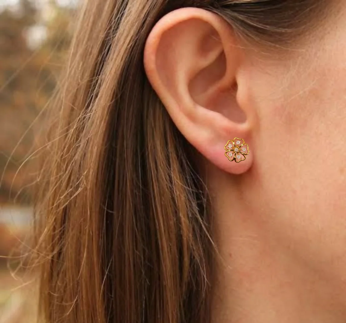 Gold-Plated AD Flower Stud Earrings for women & girls - Image 2