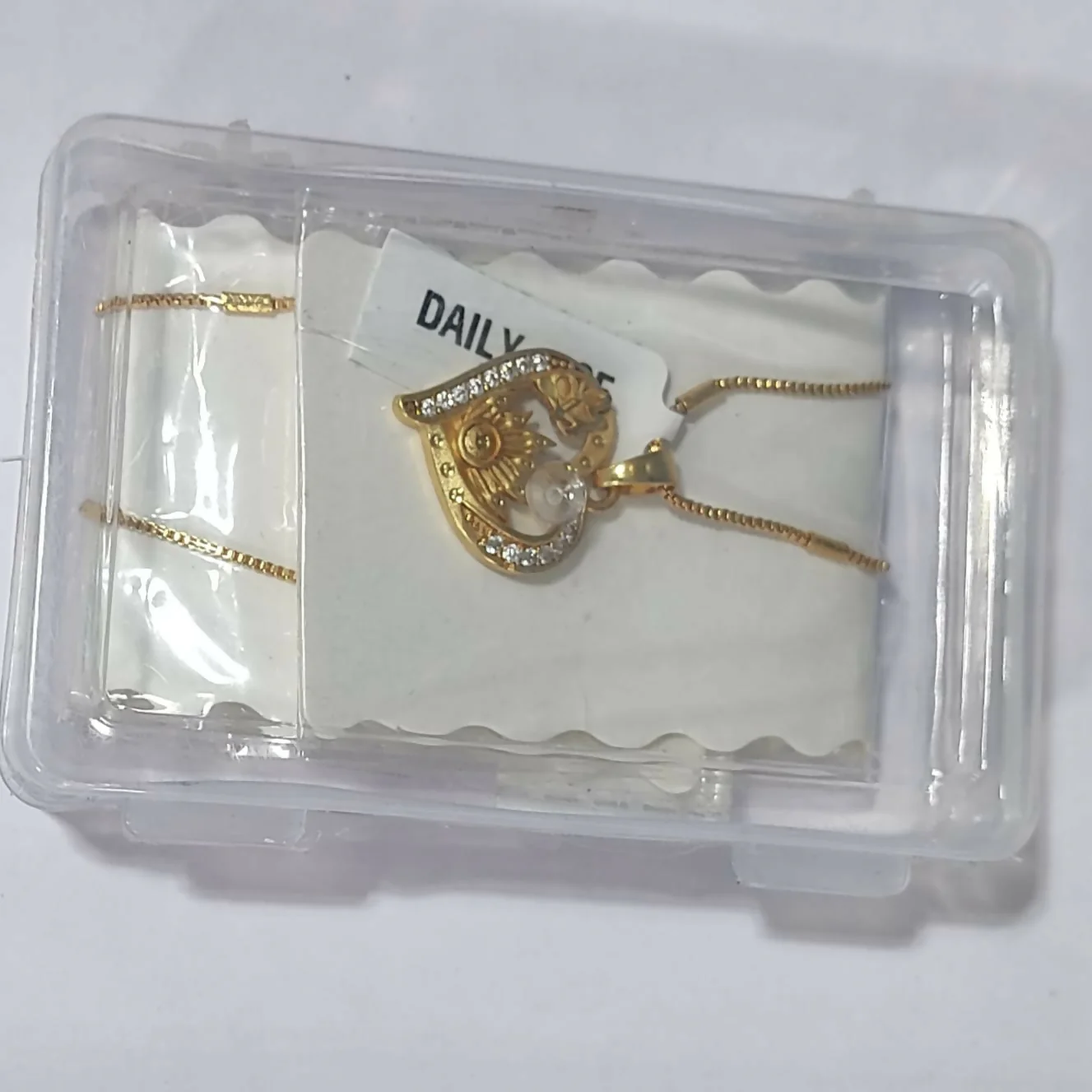 Gold Plated AD Heart Butterfly & Lotus Pendant Necklace For women and girls - Image 4