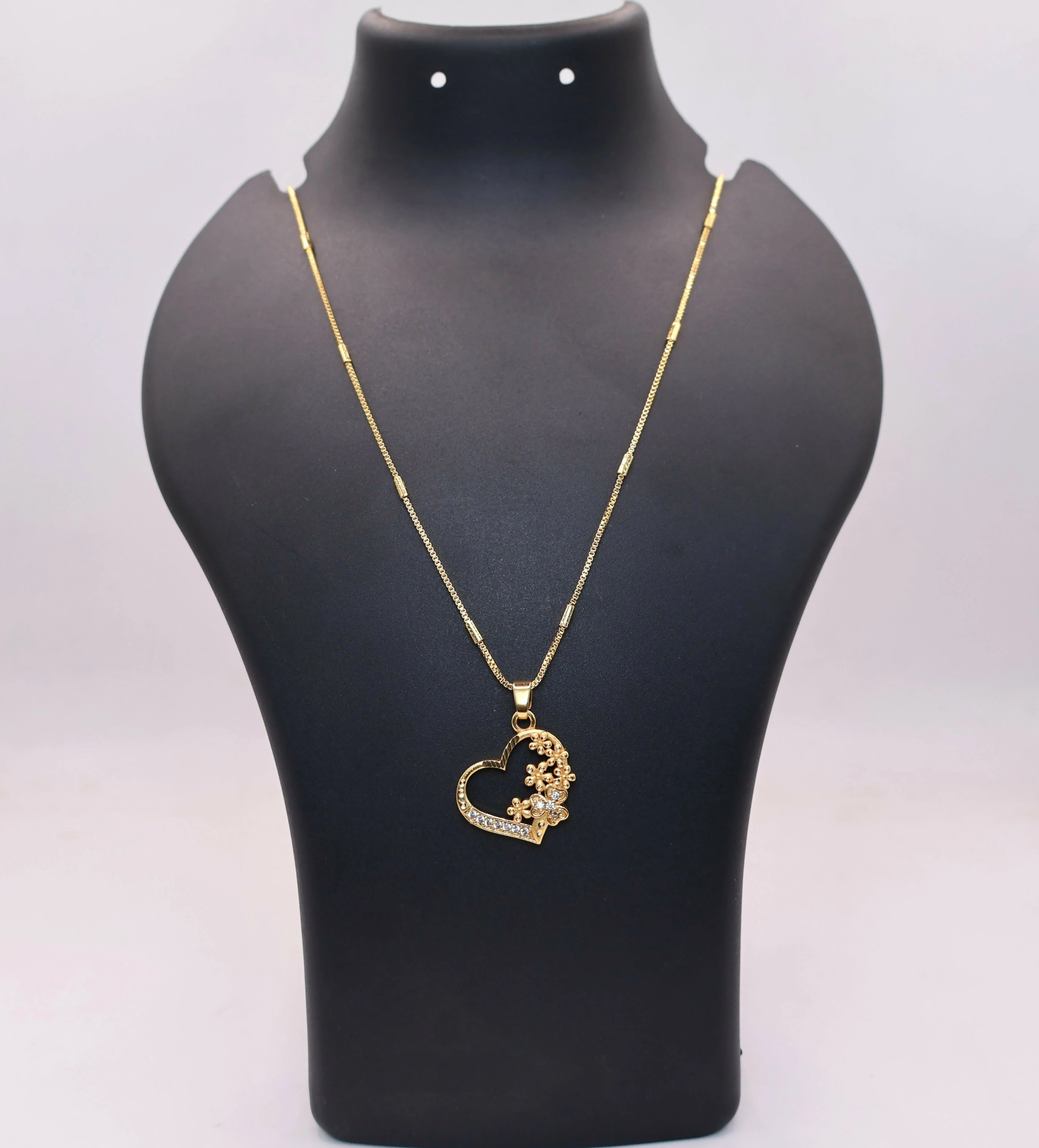Gold-Plated AD Heart & Floral Pendant Necklace For women and girls - Image 3