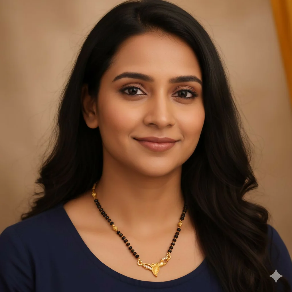 Gold Plated AD Leaf Pendant Mangalsutra for Women - Image 3