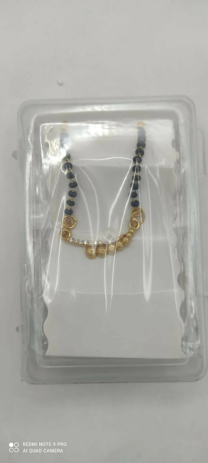 Gold-Plated AD Mangalsutra with Black Beaded Chain - Image 5