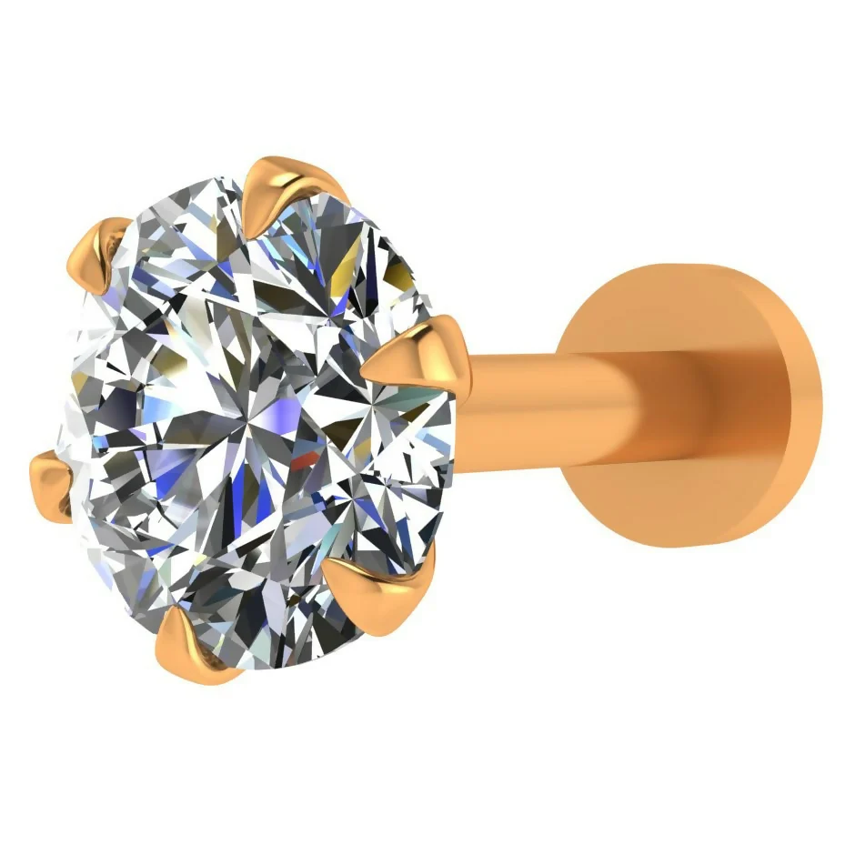 Gold Plated AD Solitaire Labret Stud earings for women and girls - Image 3