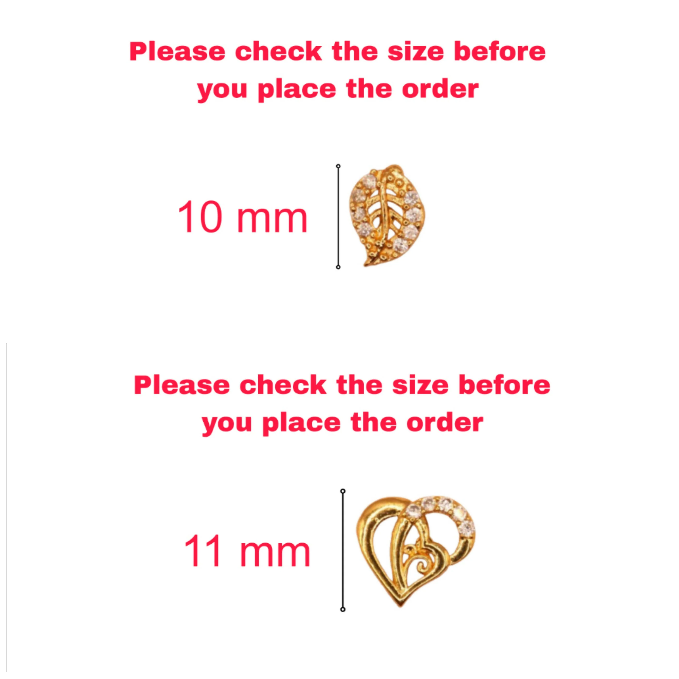 Gold Plated AD Stud Earrings Combo: Heart & Leaf Designs for women and girls Combo Pack of 2 - Image 4