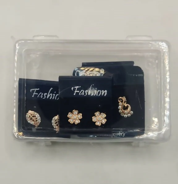 Gold Plated AD Stud Earrings Combo Set of 3 for Women & Girls - Image 5