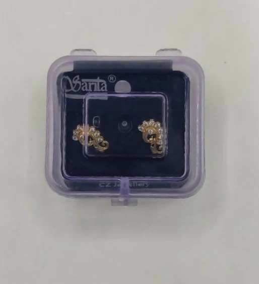 Gold Plated AD Stud Earrings | Modern S-Curve Design for women & girls - Image 5