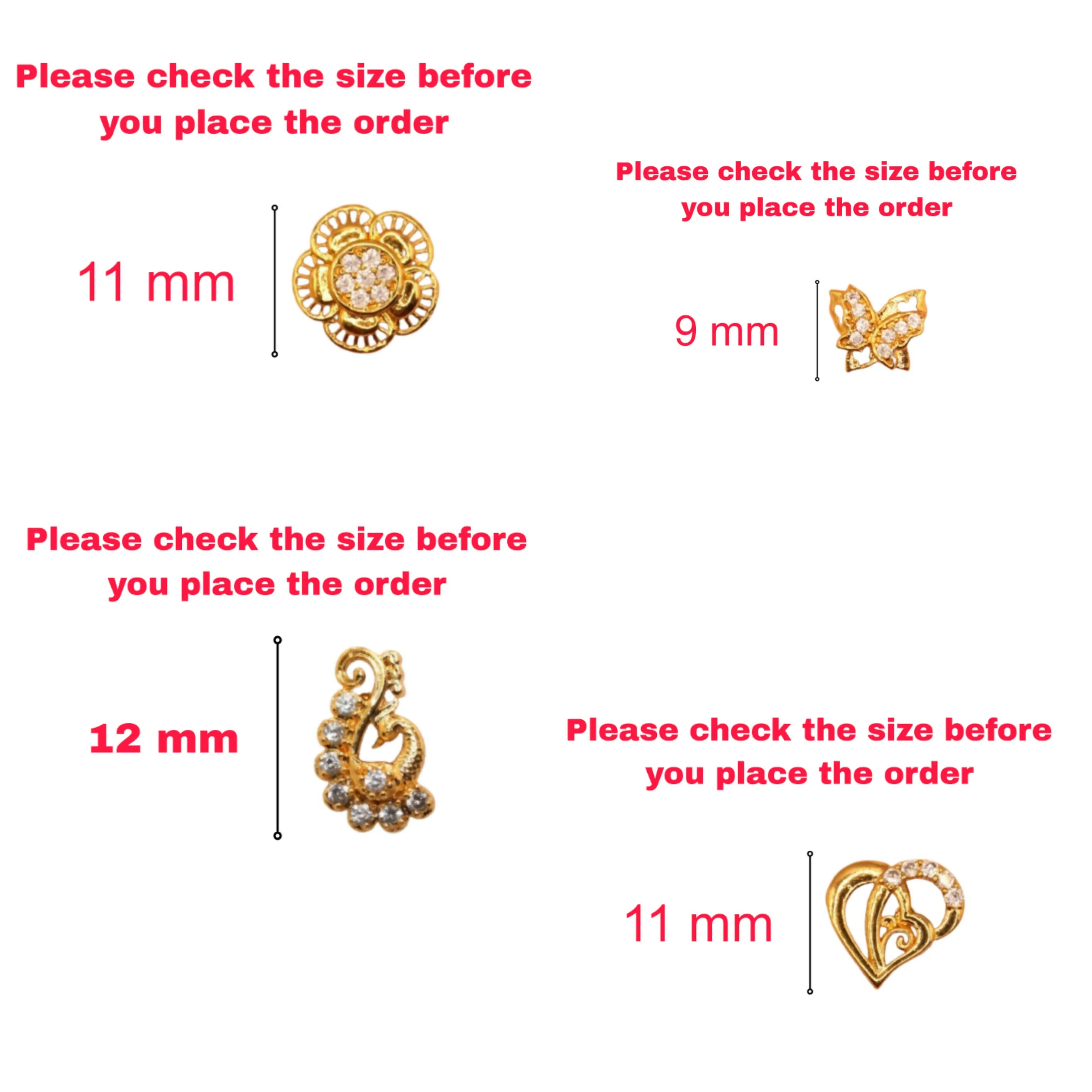 Gold Plated AD Studs Combo - Peacock, Butterfly, Flower & Heart Set for women and girls Combo Pack of 4 - Image 4