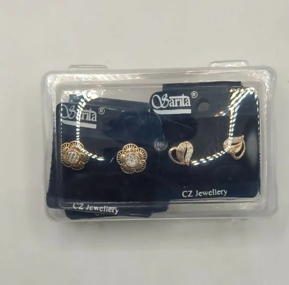Gold Plated AD Studs Combo - Peacock, Butterfly, Flower & Heart Set for women and girls Combo Pack of 4 - Image 5