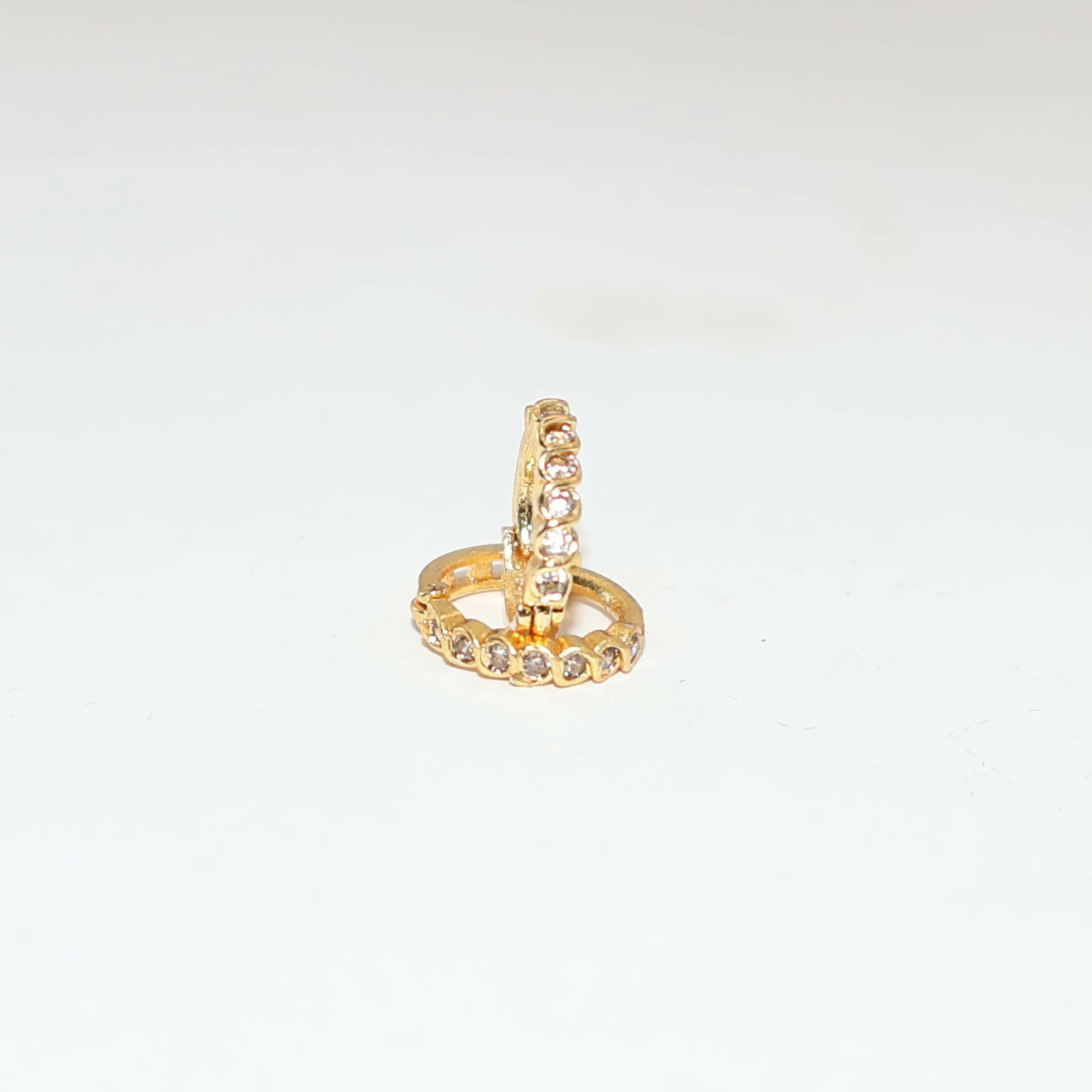 Gold Plated Bezel AD Bali Huggie Hoop Earrings for Daily Wear kan ki Bali Combo Pack of 2 - Image 3