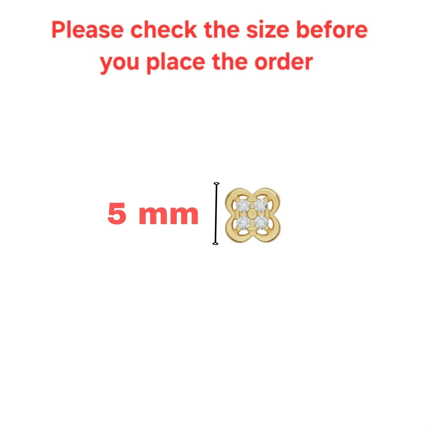 Gold plated Clover Flat-Back AD Nosepin Stud Piercing for women and girls - Image 5