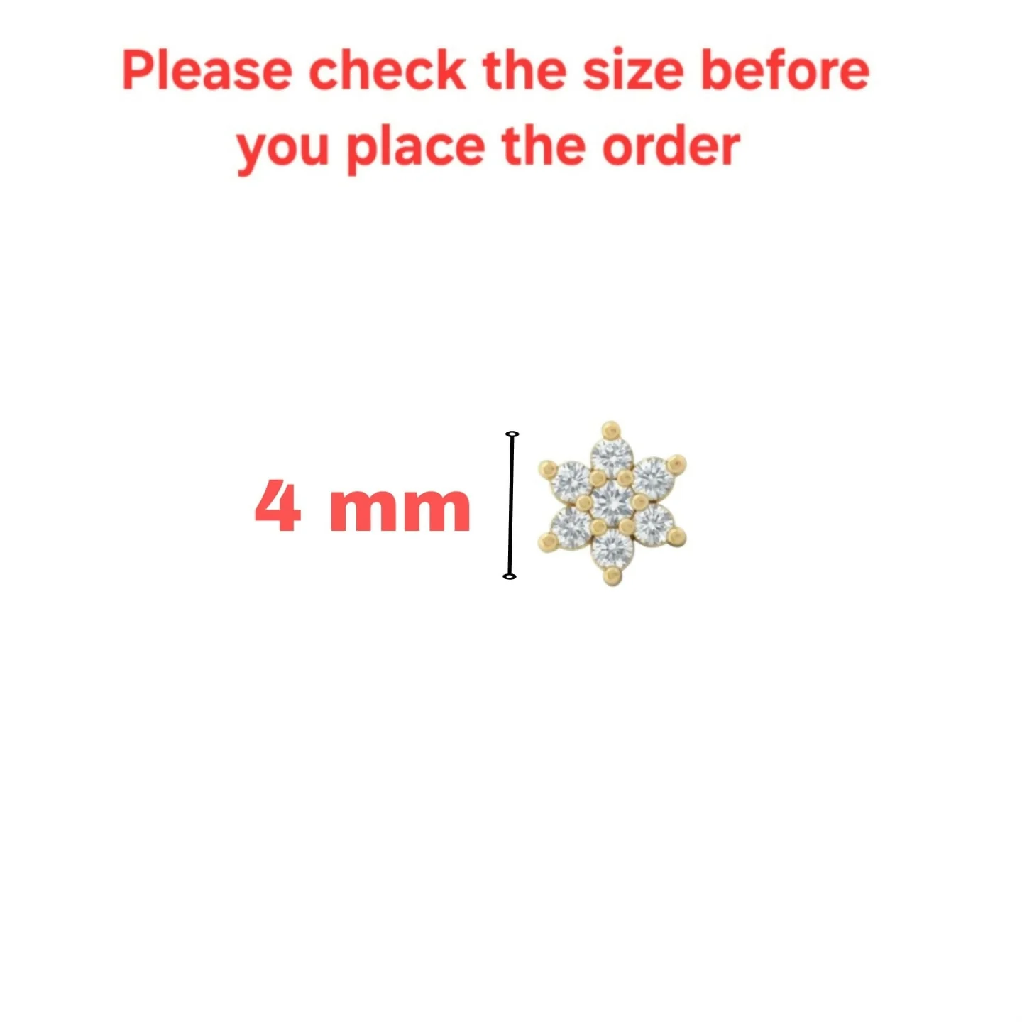 Gold Plated Crystal Flower Labret Flat Back AD Stud Earring Pack of 1 PCS - Image 5