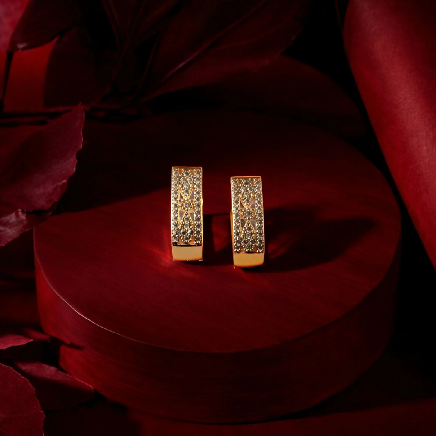 Gold Plated Cubic Zirconia Stud Earrings for Women - Image 3