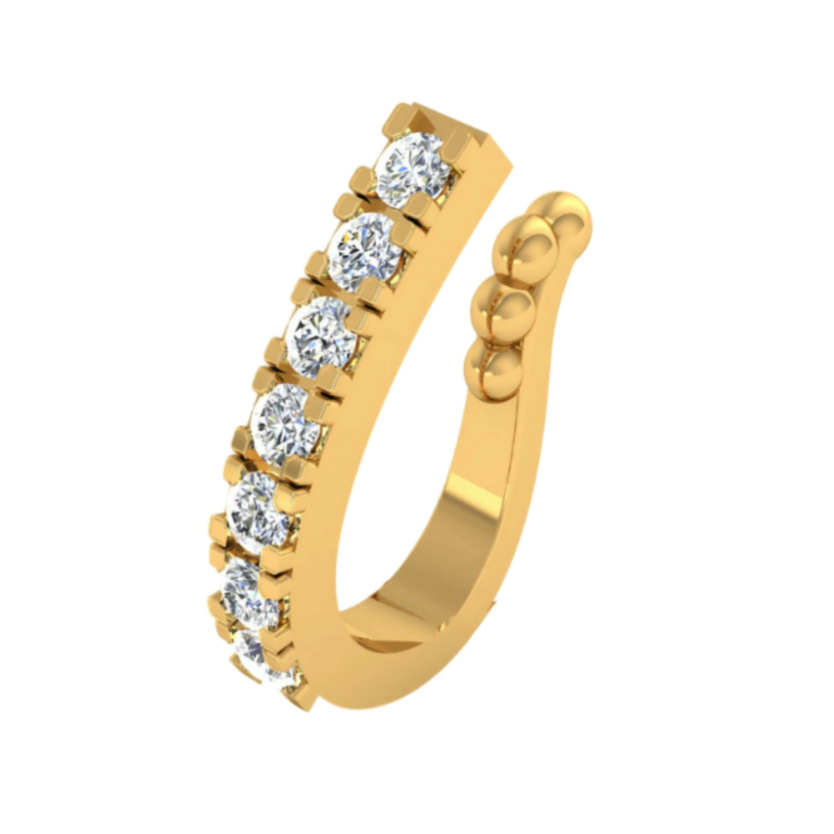 Gold-Plated CZ Line Nose Ring | Elegant Daily Wear Nosepin - Image 2