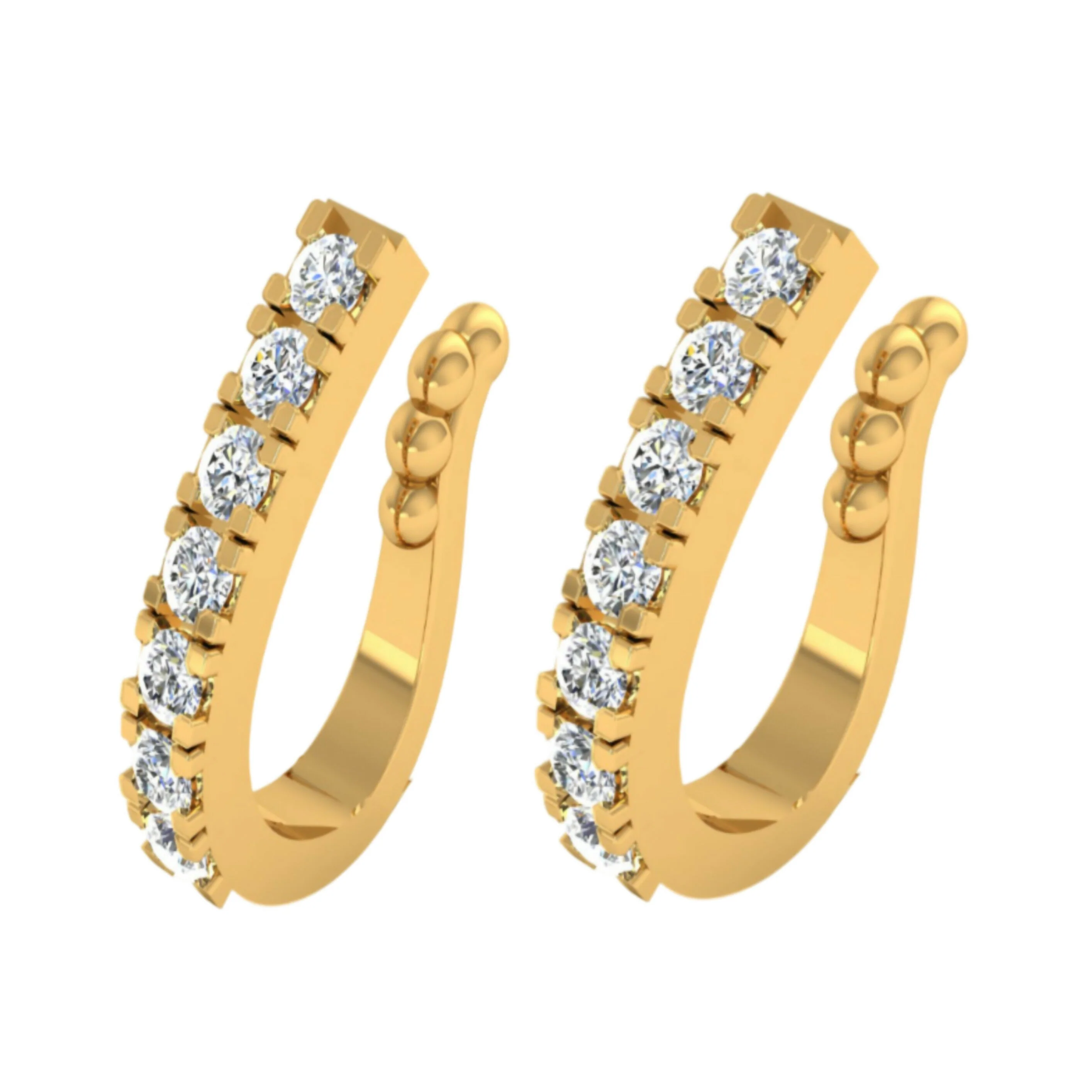 Gold-Plated CZ Lined Nose Ring Pair | Stylish Daily Wear Nosepins - Image 2