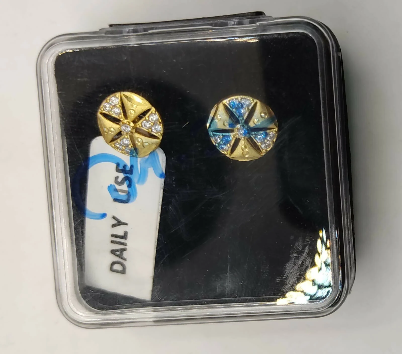 Gold-Plated Diamond-Cut Stud Earringsfor women and girls - Image 5