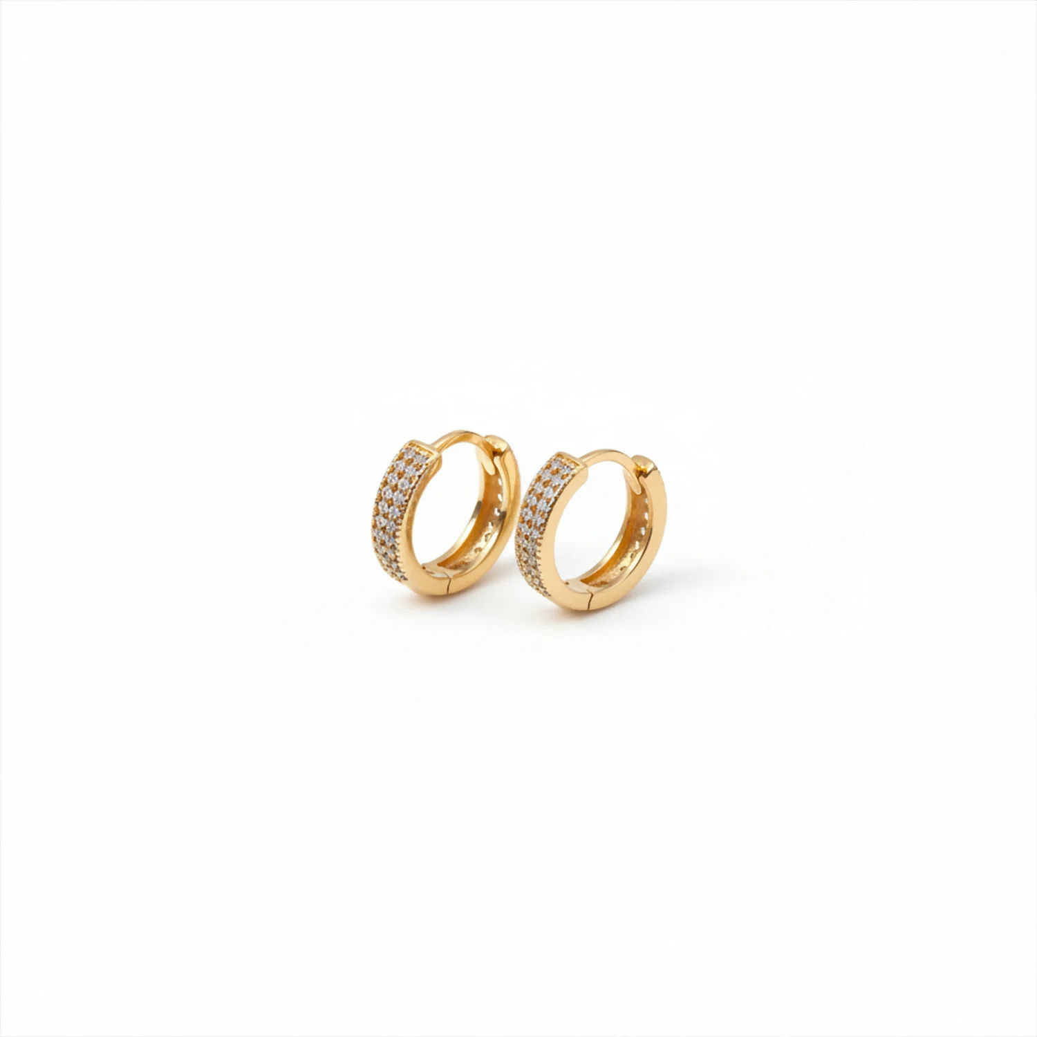 Gold Plated Diamond Hoop Earrings for Women. - Image 5