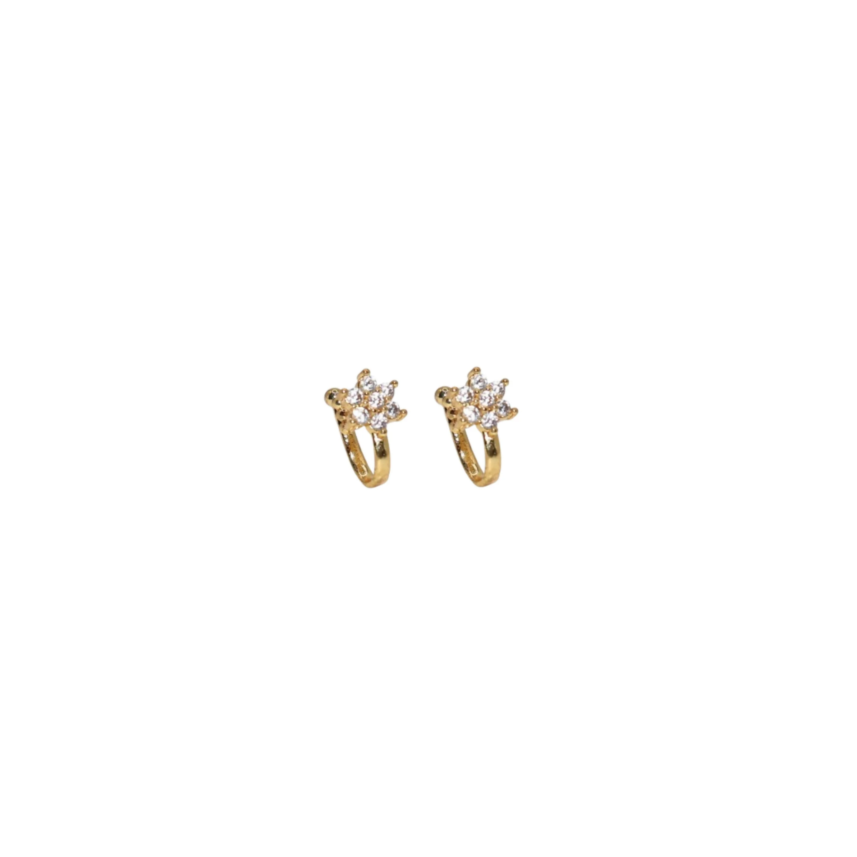 Gold Plated Floral Crystal Clip-On Nosepin for women and girls combo pack of 2 - Image 2