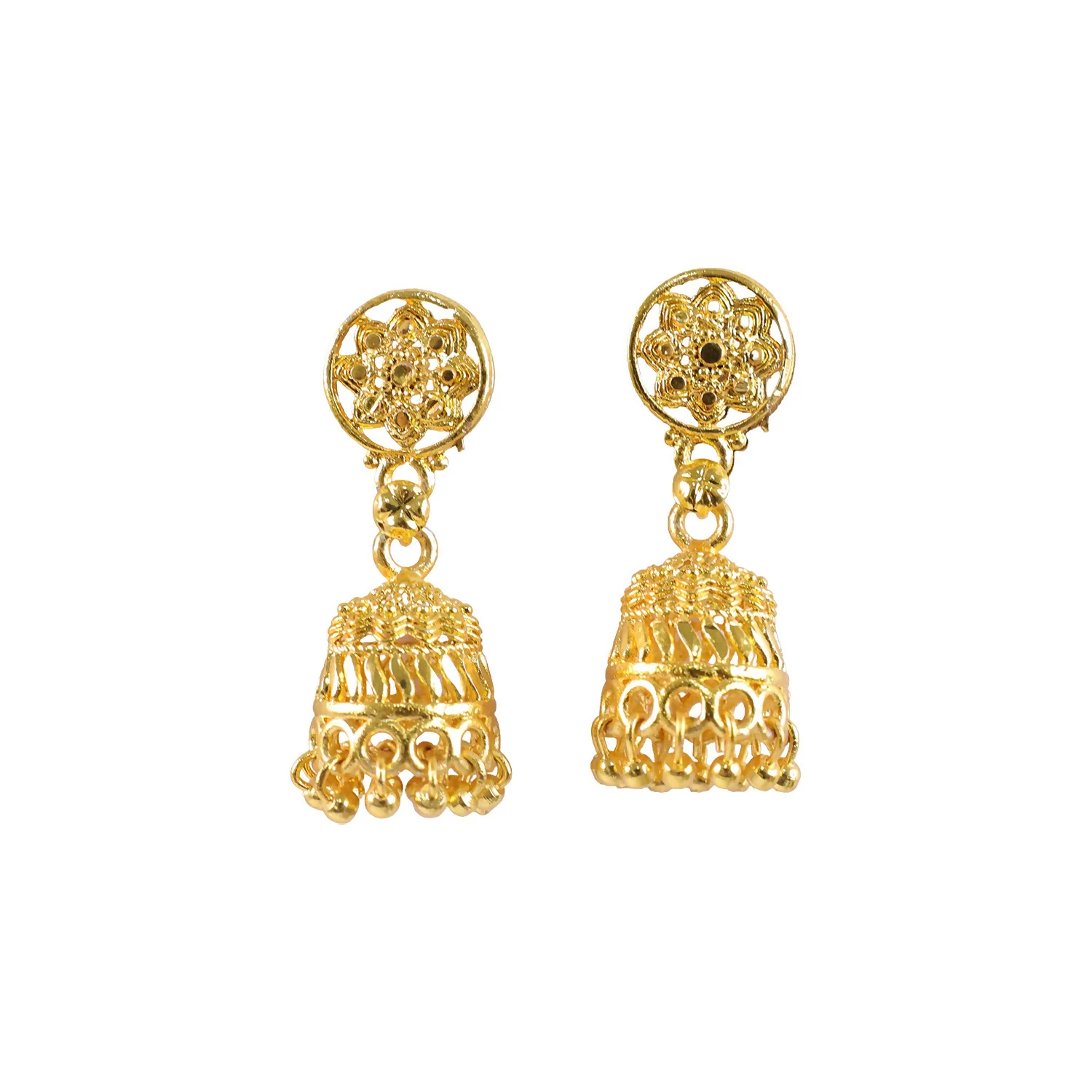 Gold Plated Floral Jhumka Earrings for Women – Traditional Ethnic Party Wear Jewelry - Image 5