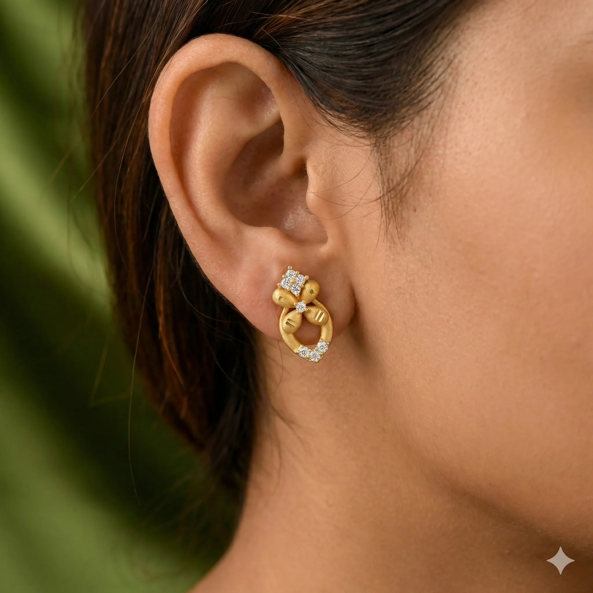 Gold-Plated Floral Lattice Drop Earrings with AD for women and girls - Image 2