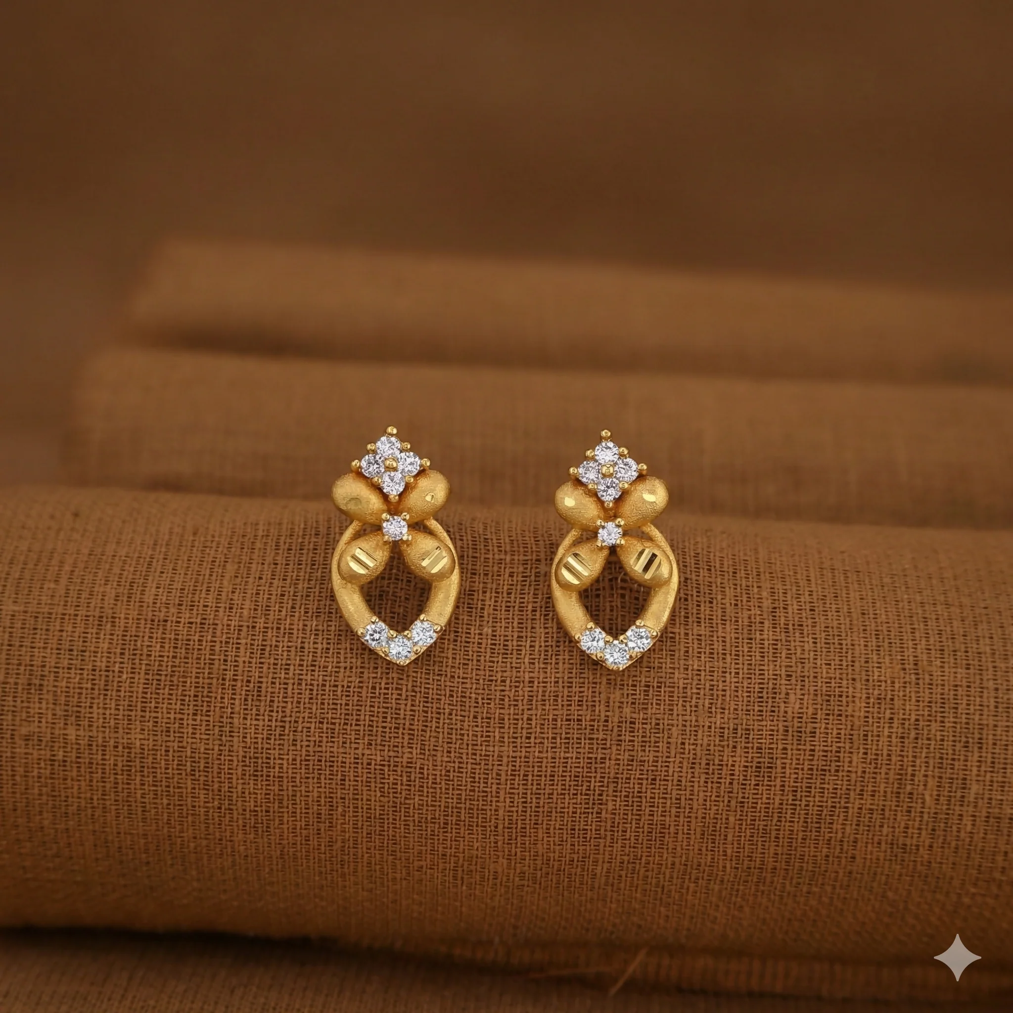 Gold-Plated Floral Lattice Drop Earrings with AD for women and girls - Image 3