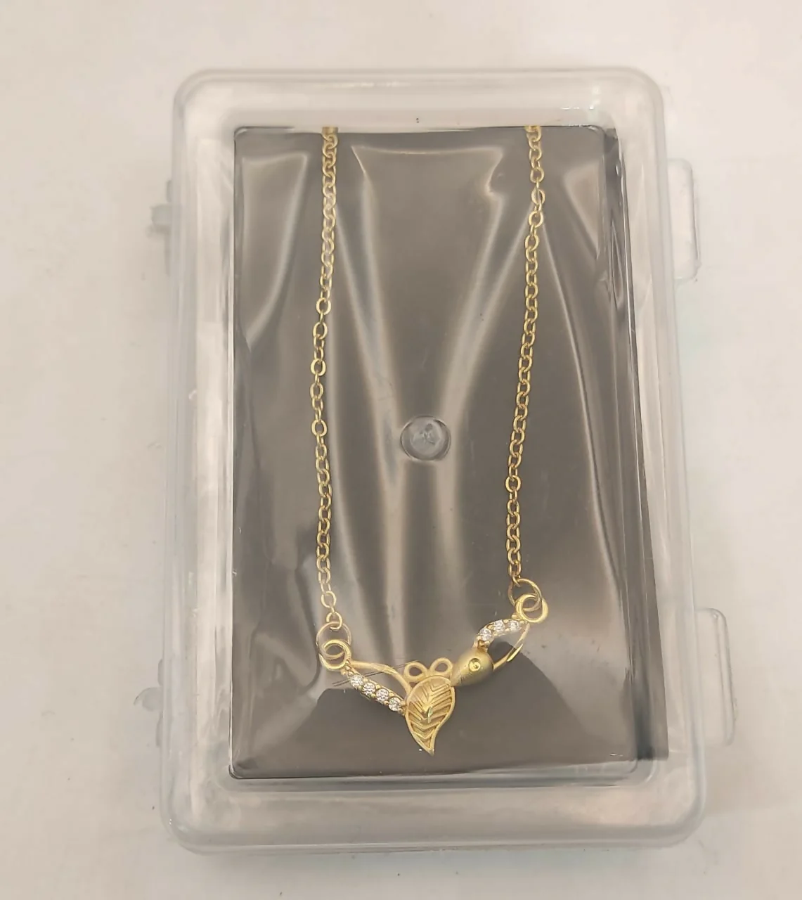Gold Plated Floral Leaf Necklace with AD For women and girls - Image 5