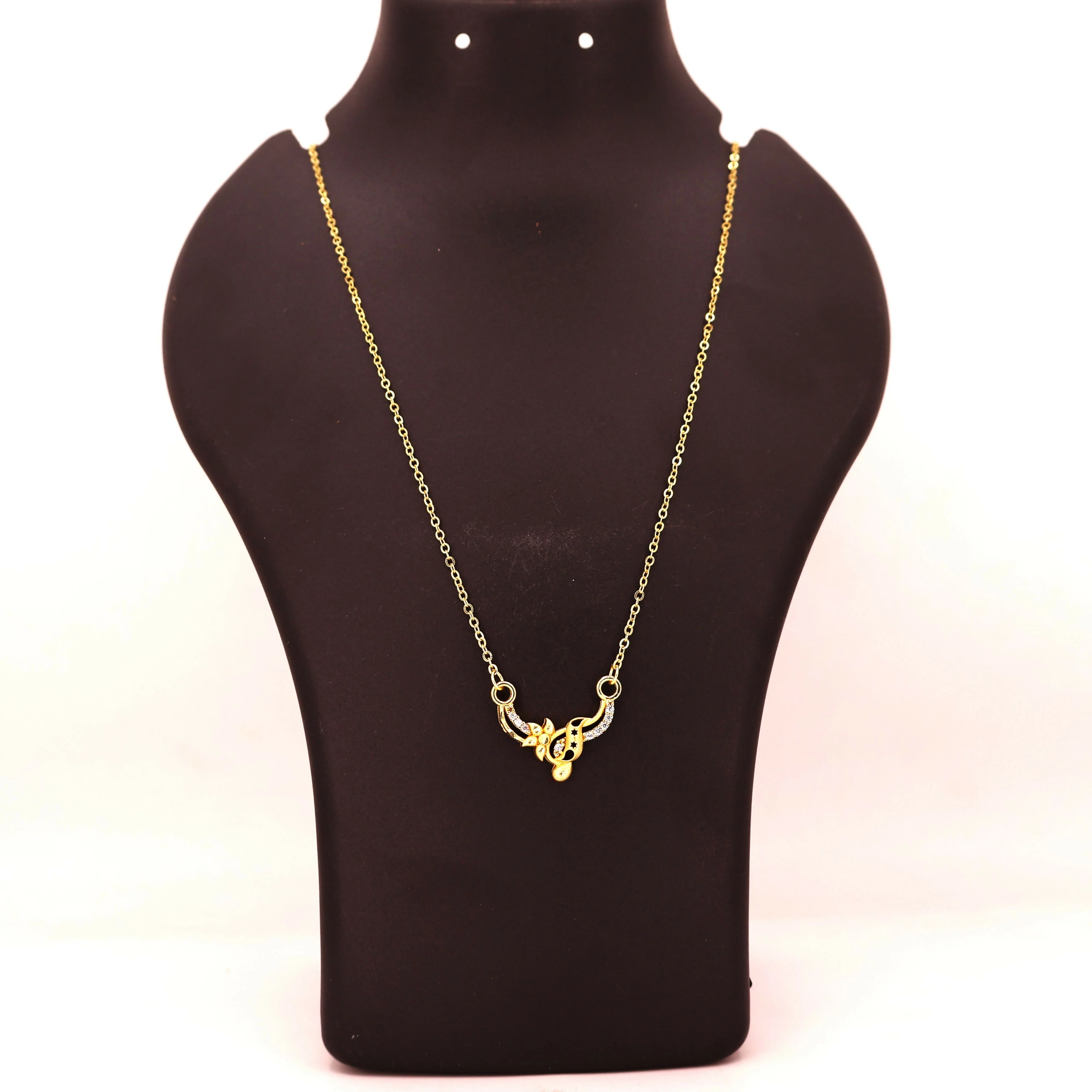 Gold-Plated Floral Pendant Necklace with AD For women and girls - Image 4