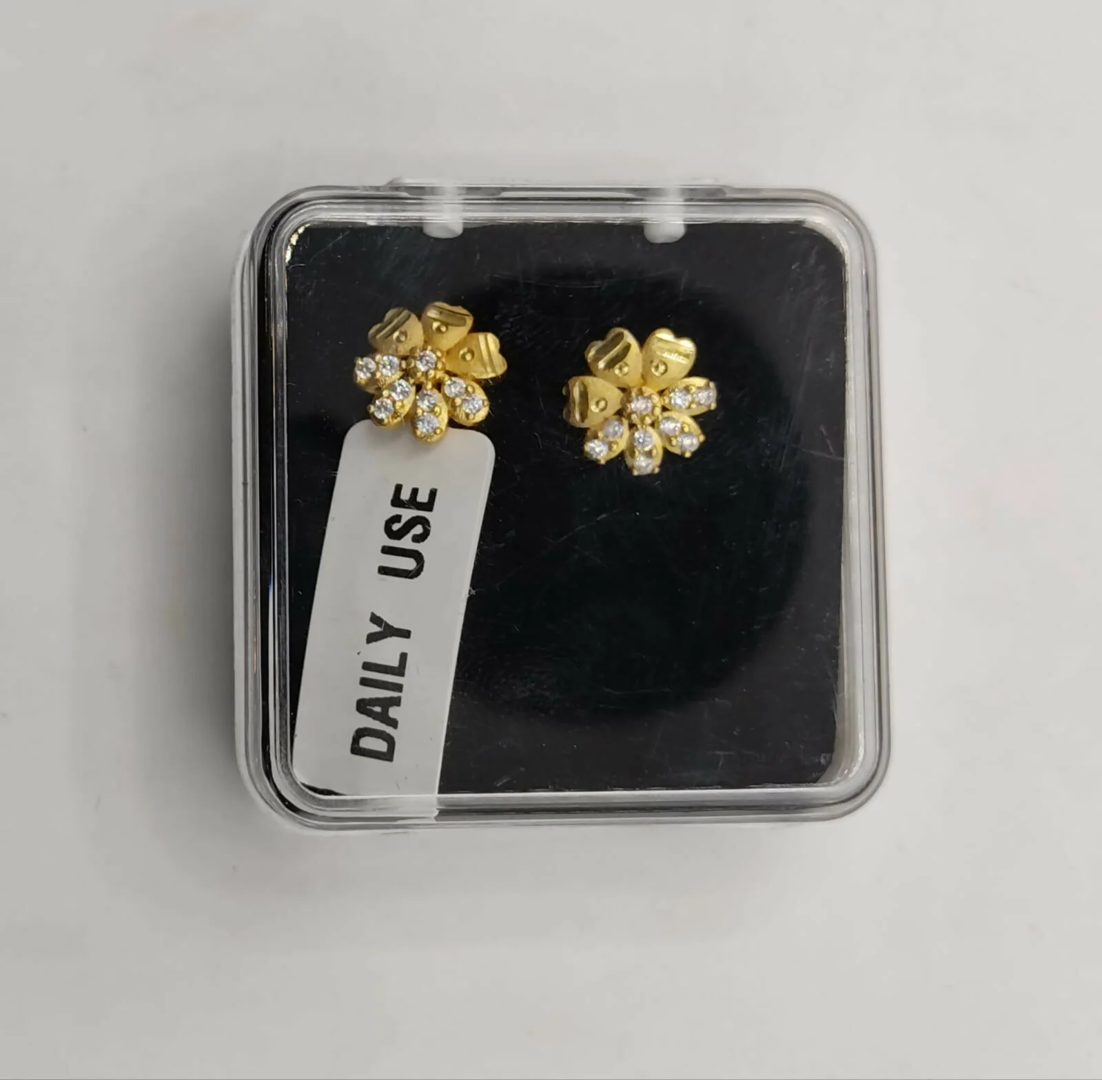 Gold Plated Flower Stud Earrings with AD for women and girls - Image 5