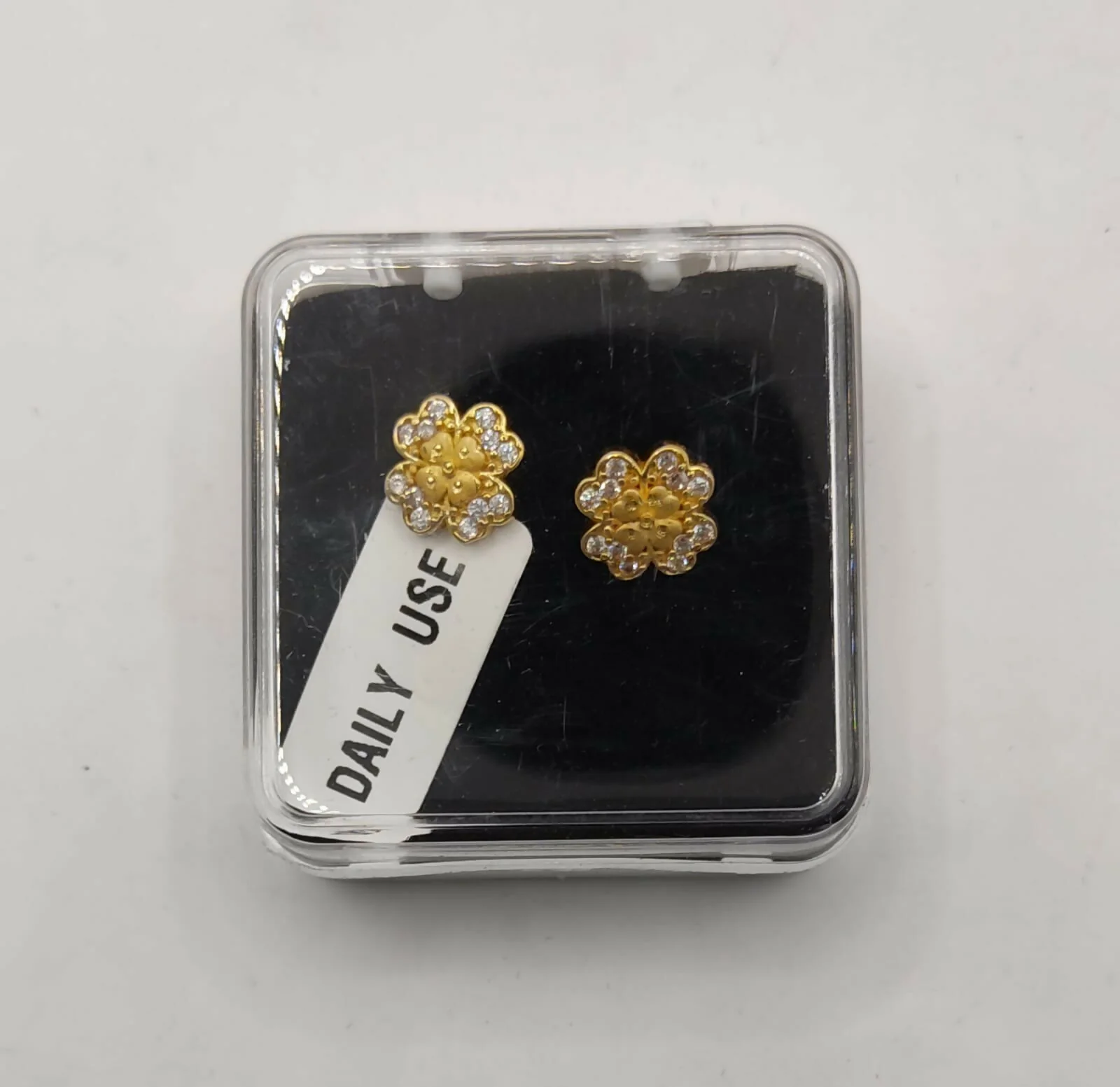 Gold Plated Four-Leaf Clover Stud Earrings with AD for women and girls - Image 5