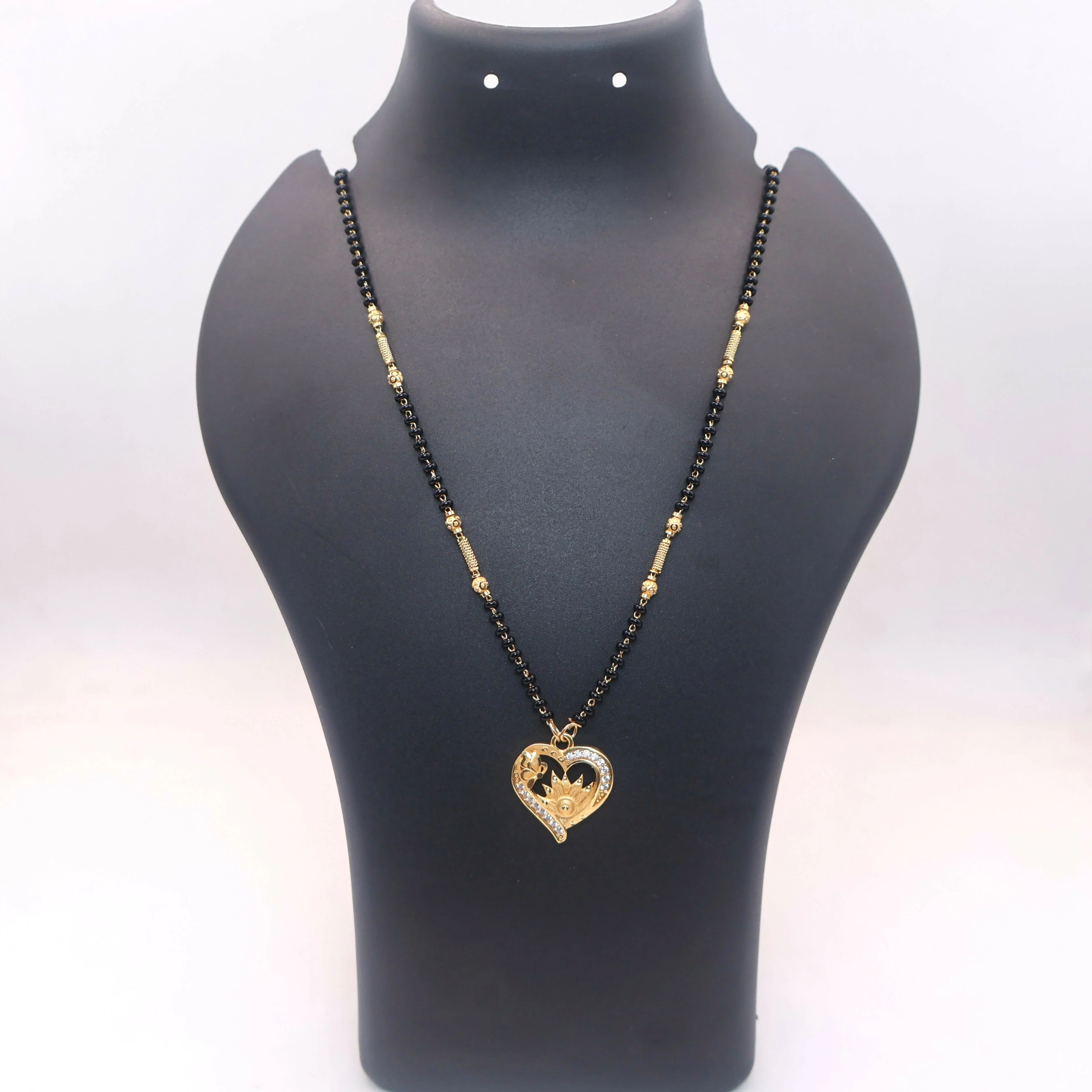Gold-Plated Heart & Floral Mangal sutra with AD For women - Image 3