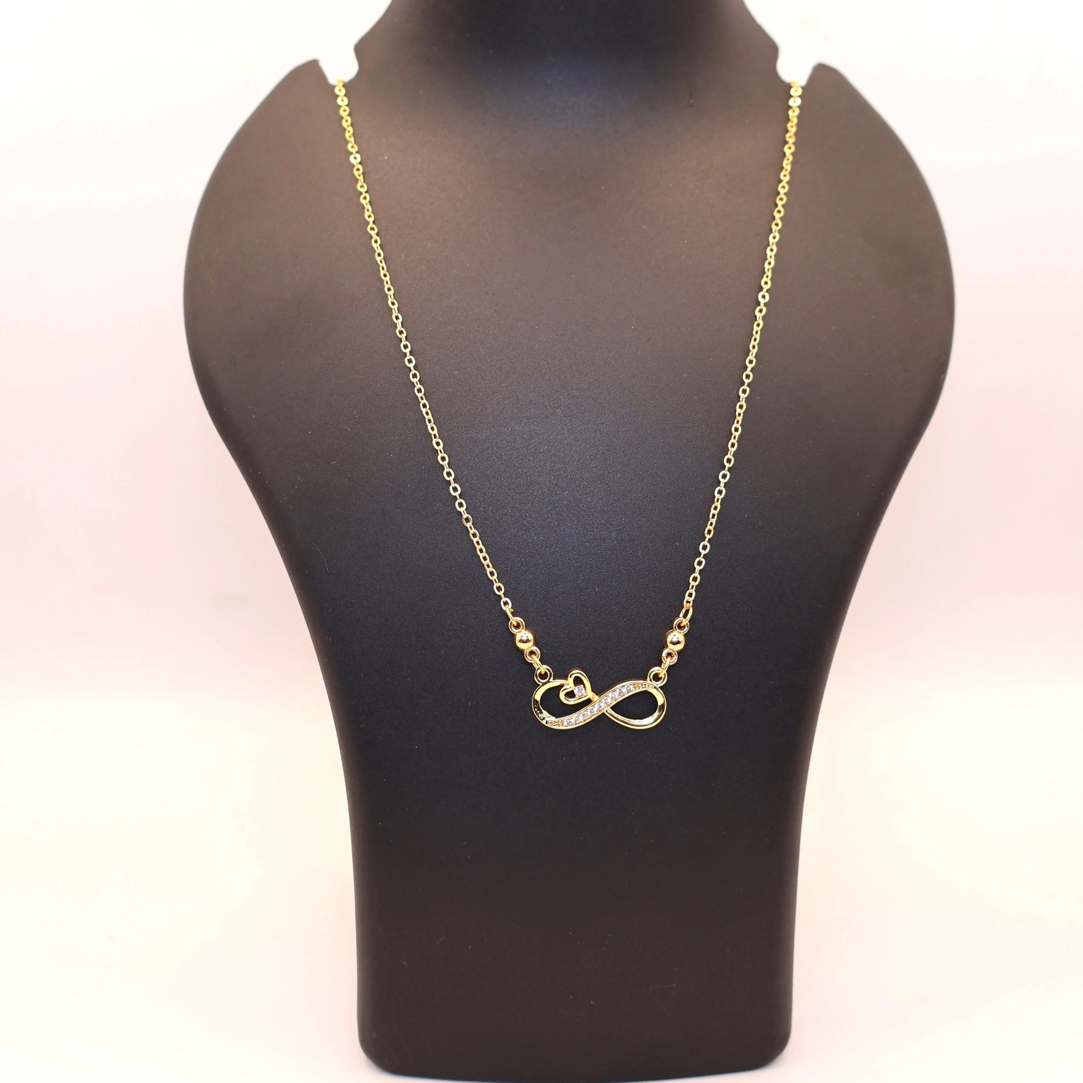 Gold Plated Heart & Infinity Necklace with AD For women and girls - Image 4