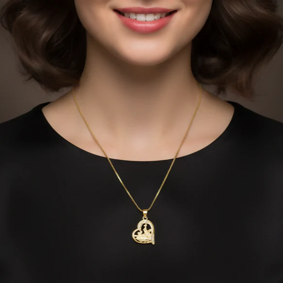 Gold-Plated Heart & Peacock Pendant Necklace For women and girls - Image 2