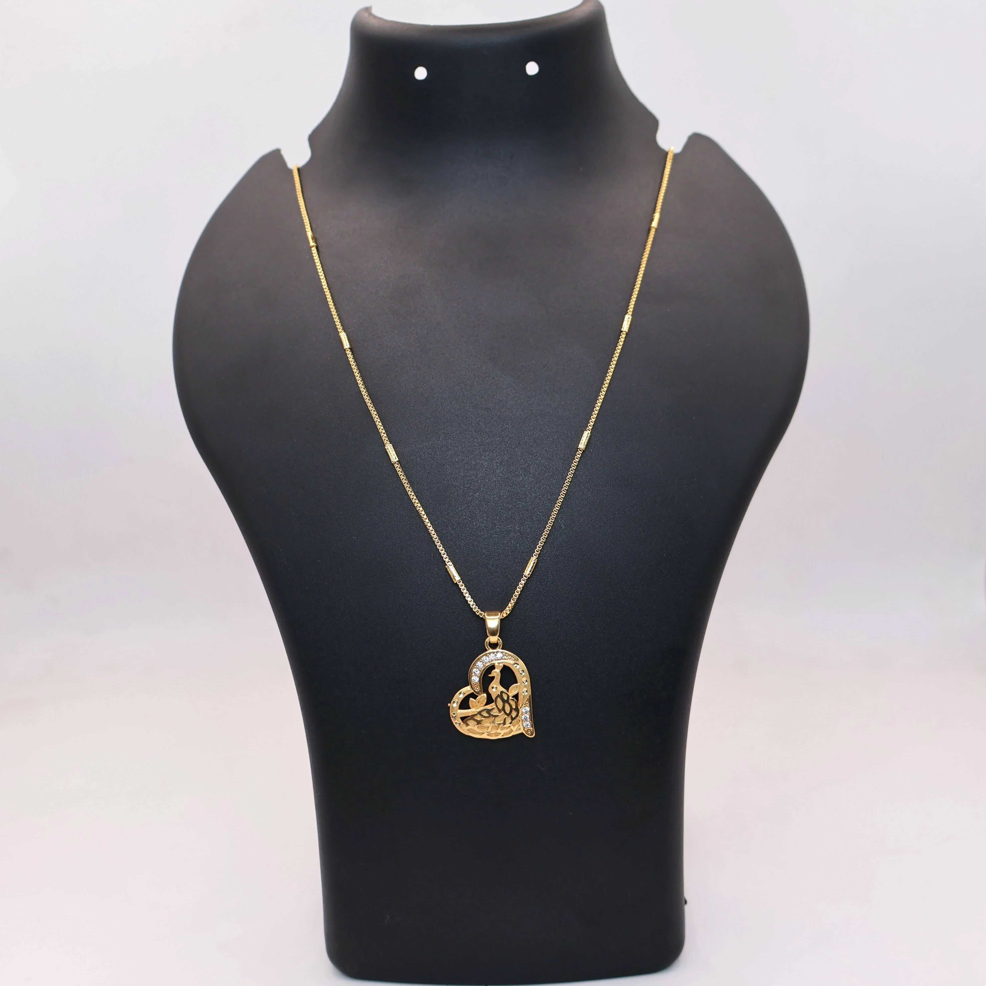 Gold-Plated Heart & Peacock Pendant Necklace For women and girls - Image 3