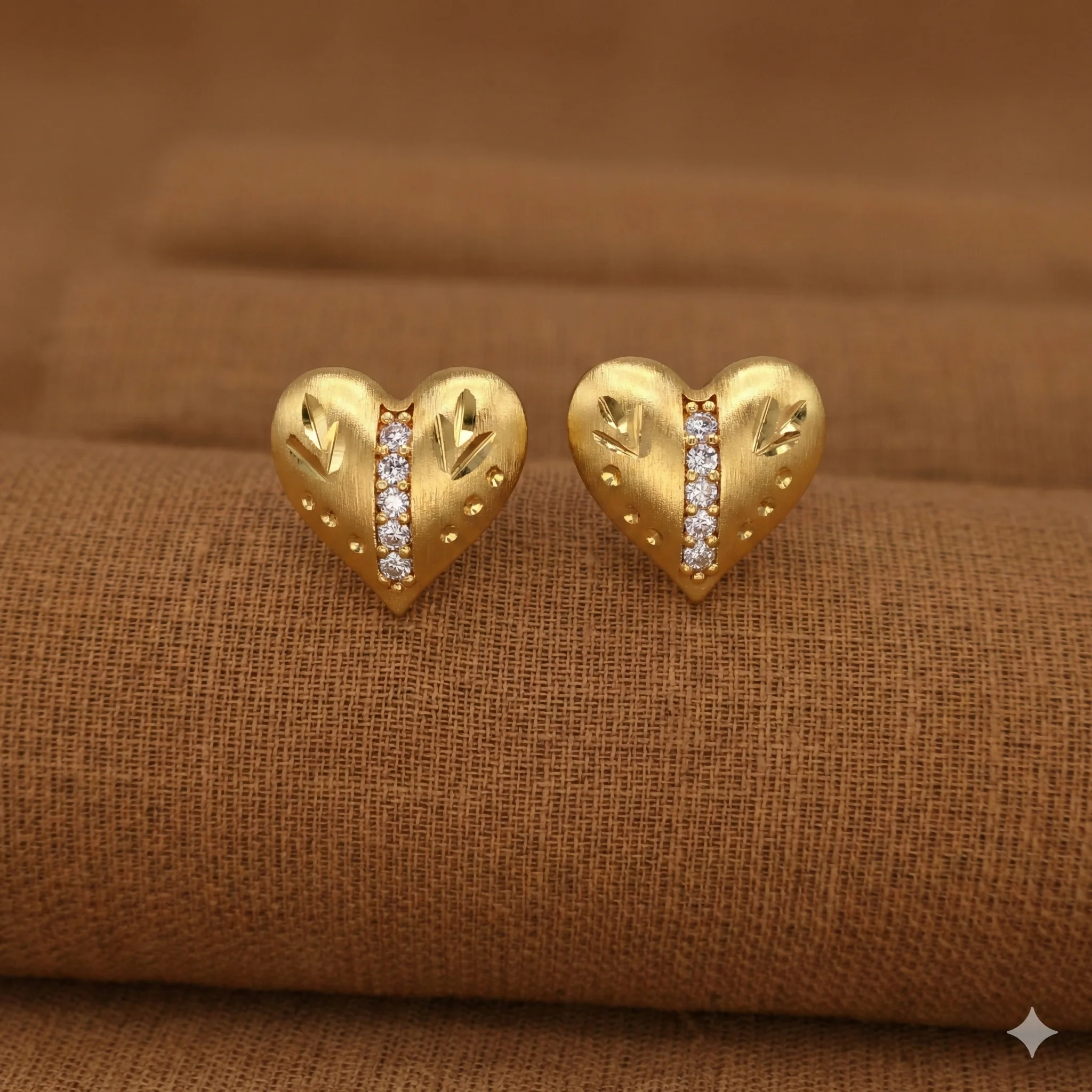 Gold Plated Heart Stud Earrings with AD for women and girls - Image 3