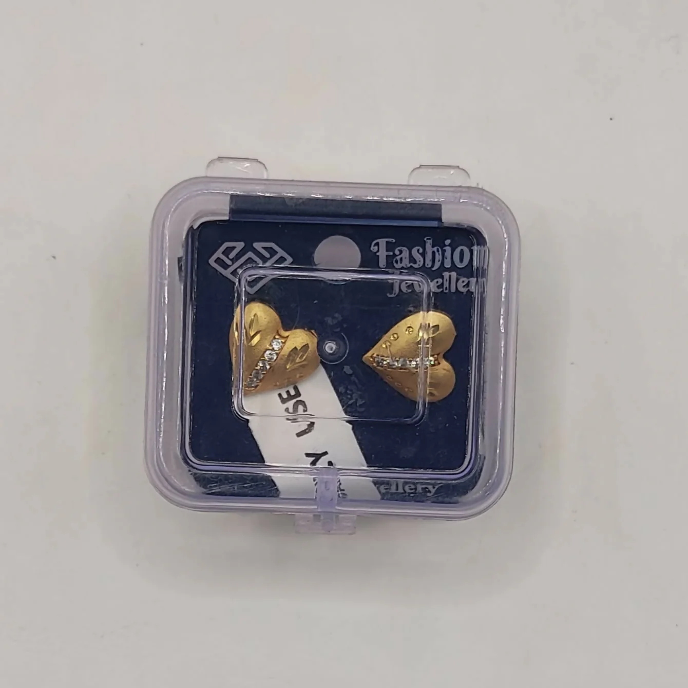 Gold Plated Heart Stud Earrings with AD for women and girls - Image 5