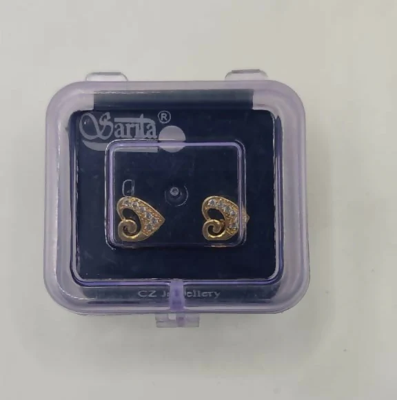Gold-Plated Heart Stud Earrings with AD for women & girls - Image 5