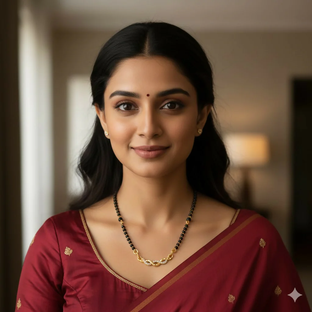 Gold Plated Infinity AD Mangalsutra with Black Beads - Image 3