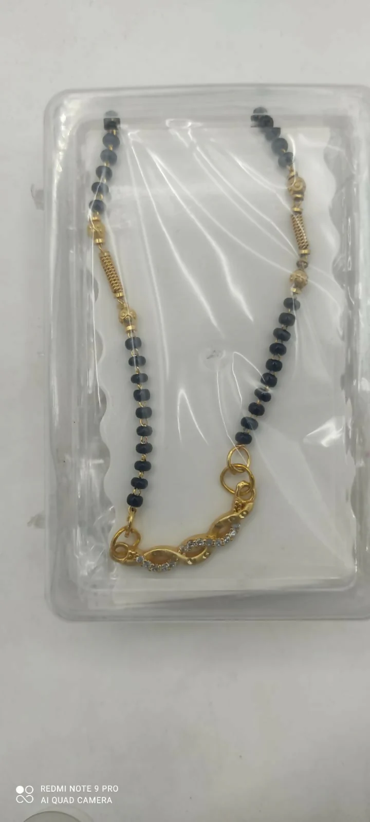 Gold Plated Infinity AD Mangalsutra with Black Beads - Image 5